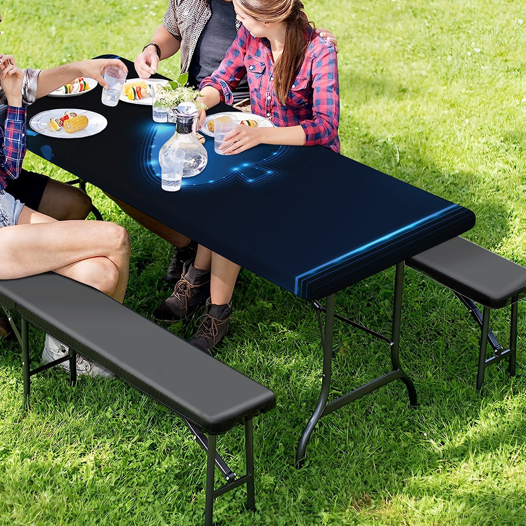 Blue Ace Card Print Picnic Table Cover