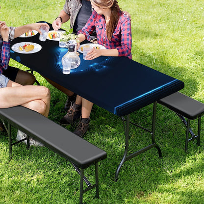 Blue Ace Card Print Picnic Table Cover