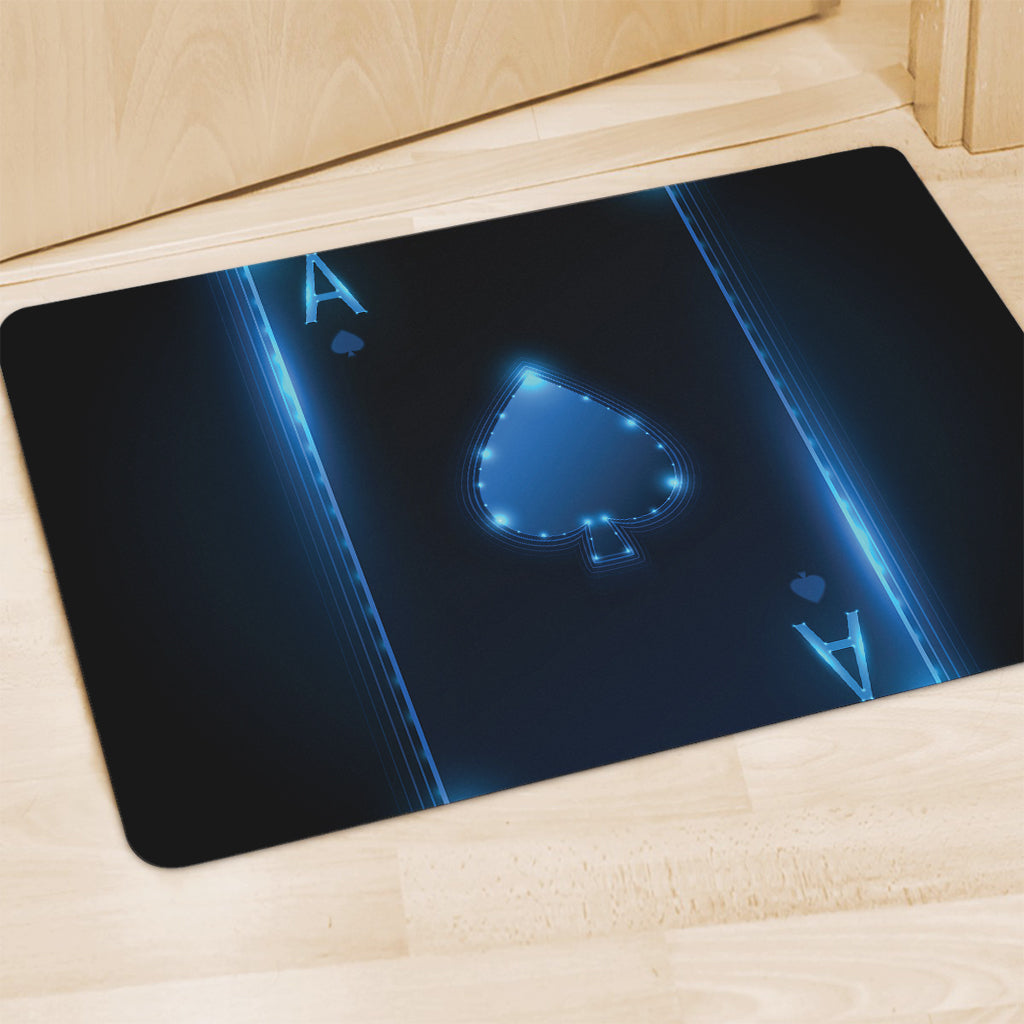 Blue Ace Card Print Polyester Doormat