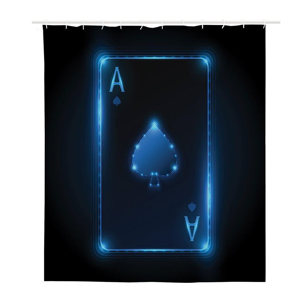 Blue Ace Card Print Polyester Shower Curtain