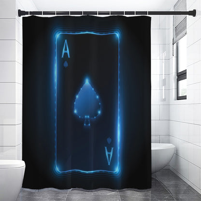 Blue Ace Card Print Premium Shower Curtain
