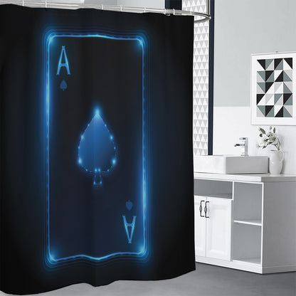 Blue Ace Card Print Premium Shower Curtain
