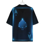 Blue Ace Card Print Rayon Hawaiian Shirt