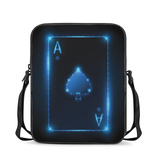 Blue Ace Card Print Rectangular Crossbody Bag