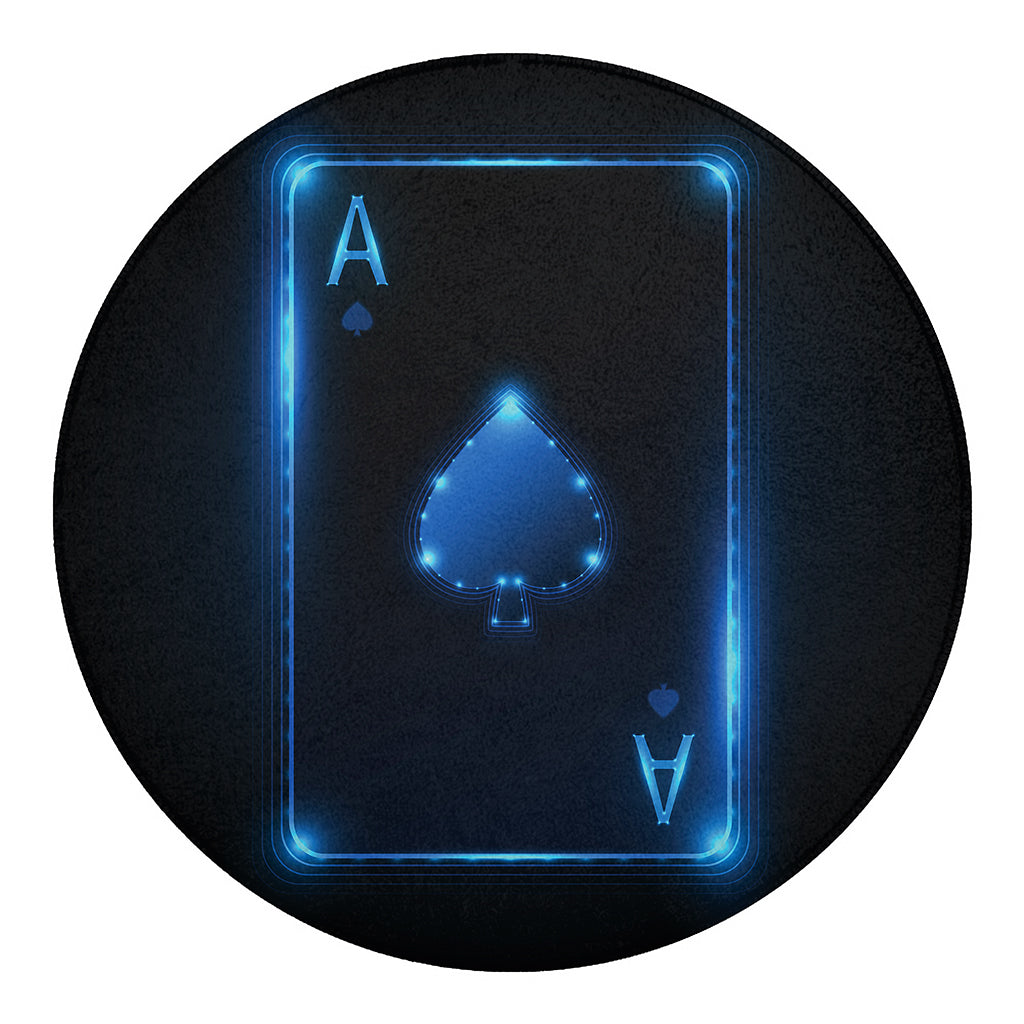Blue Ace Card Print Round Blanket