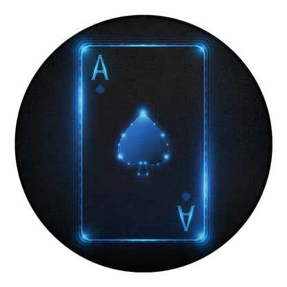 Blue Ace Card Print Round Blanket