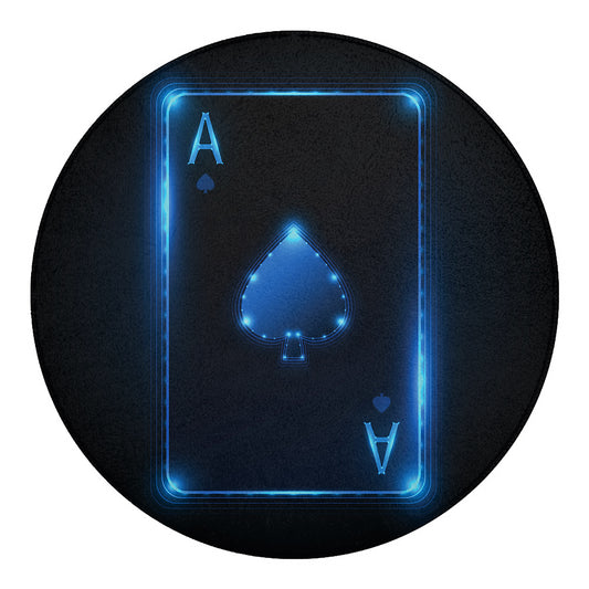 Blue Ace Card Print Round Blanket