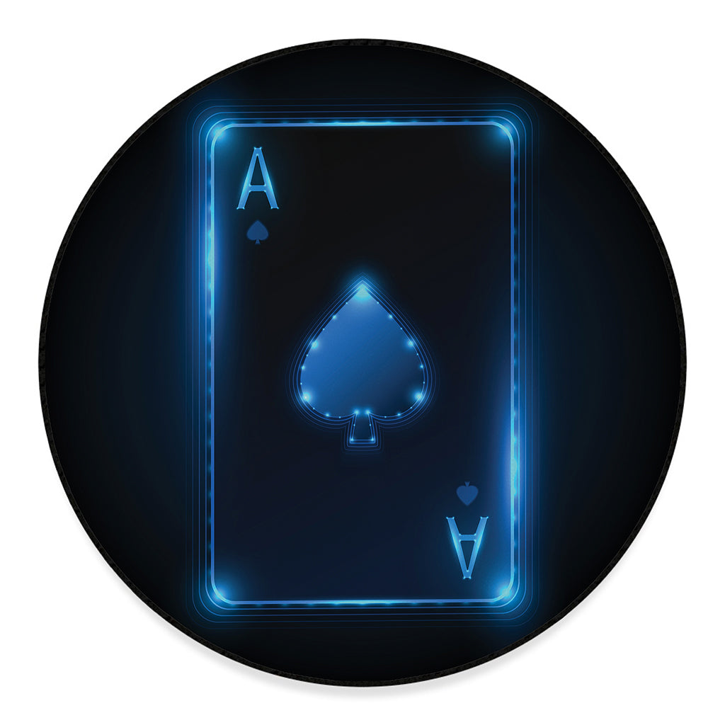 Blue Ace Card Print Round Floor Mat