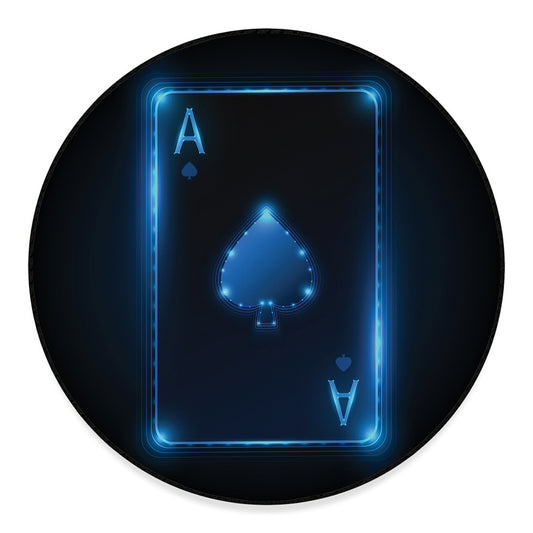 Blue Ace Card Print Round Floor Mat