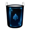 Blue Ace Card Print Round Laundry Basket