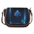 Blue Ace Card Print Saddle Bag