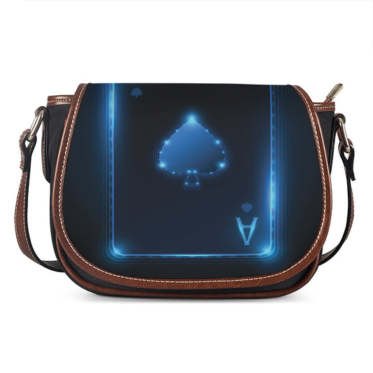 Blue Ace Card Print Saddle Bag
