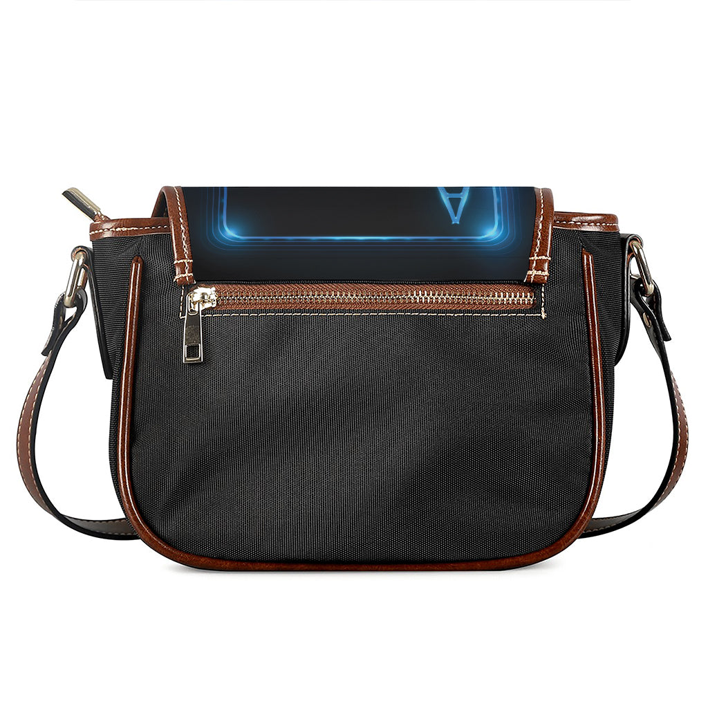 Blue Ace Card Print Saddle Bag