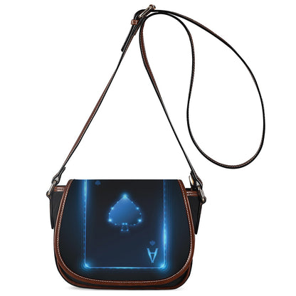 Blue Ace Card Print Saddle Bag