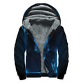 Blue Ace Card Print Sherpa Lined Zip Up Hoodie