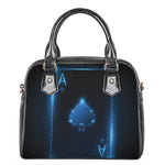 Blue Ace Card Print Shoulder Handbag