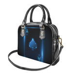 Blue Ace Card Print Shoulder Handbag