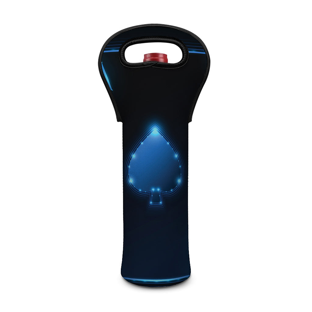 Blue Ace Card Print Single Neoprene Wine Tote
