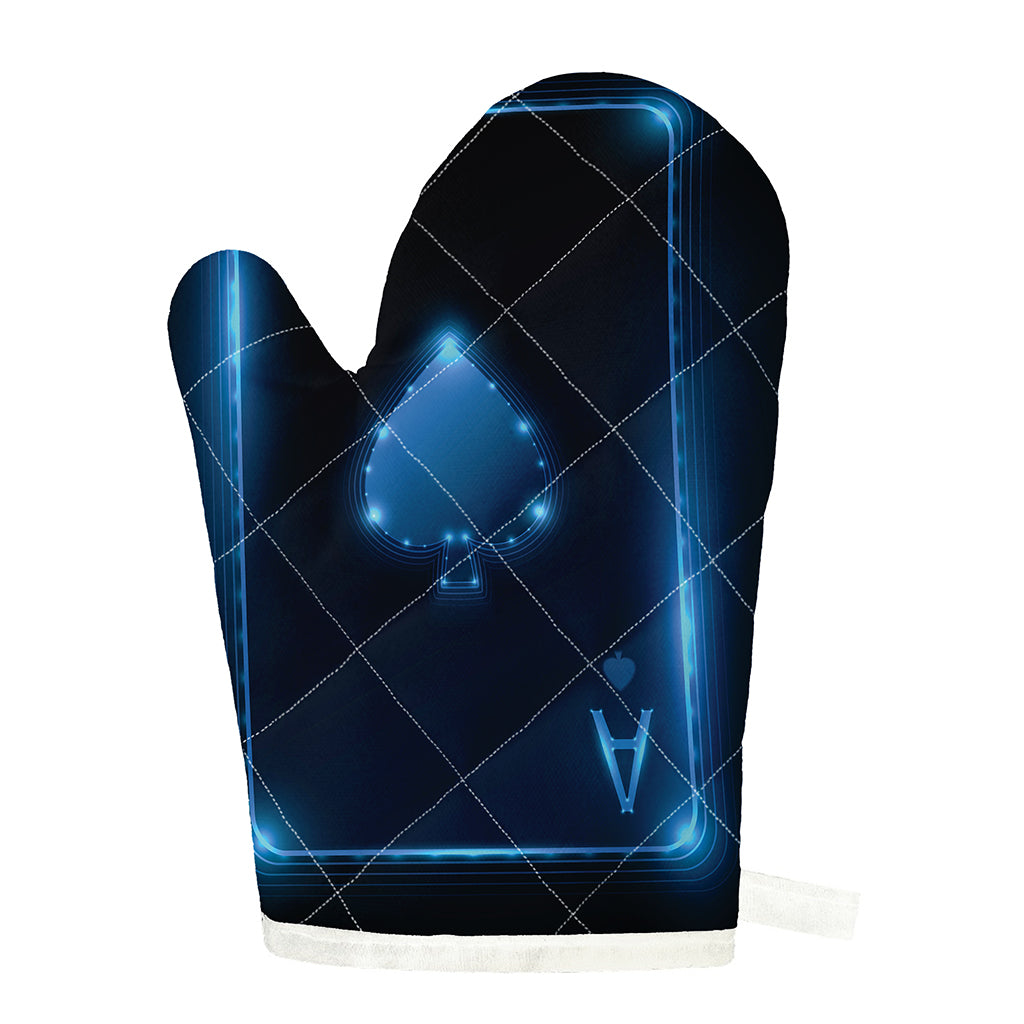 Blue Ace Card Print Single Oven Mitt