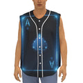 Blue Ace Card Print Sleeveless Baseball Jersey