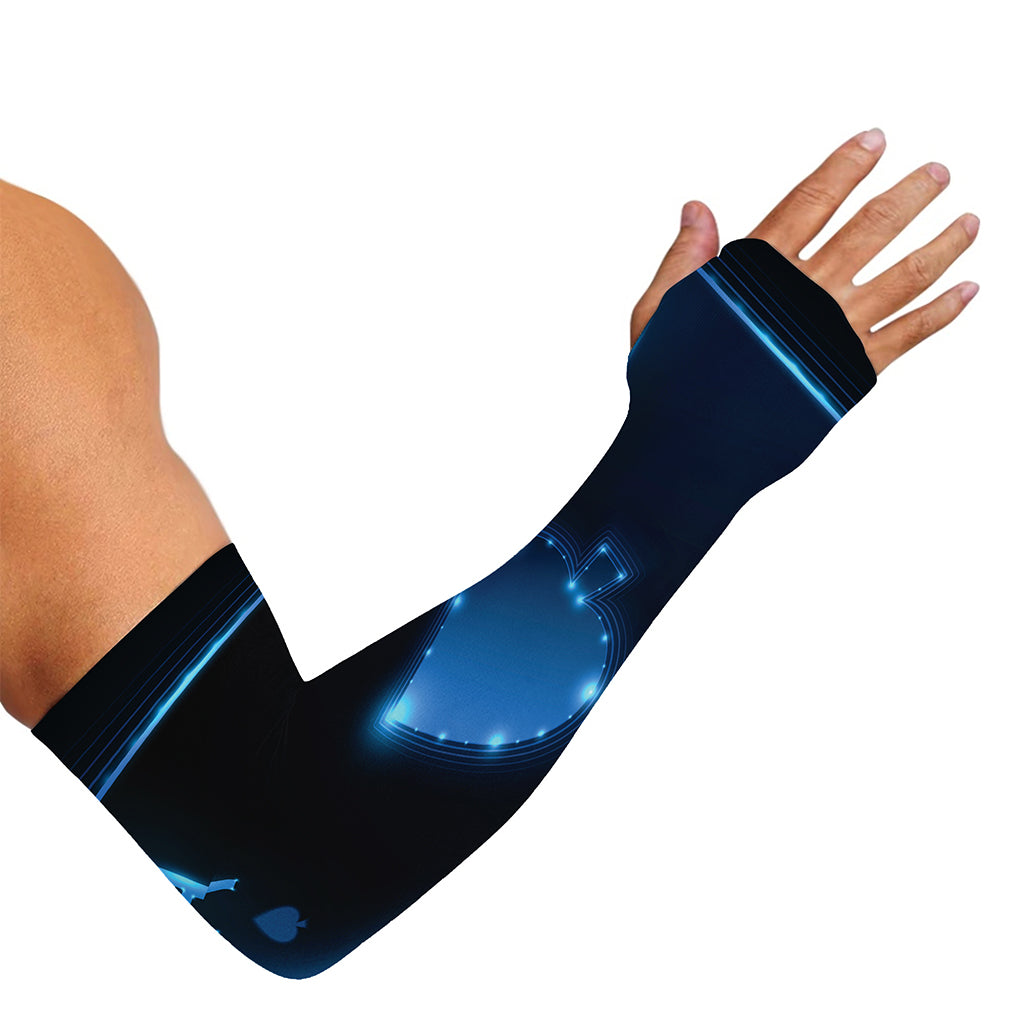 Blue Ace Card Print Sun Protection Arm Sleeves