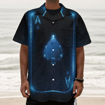 Blue Ace Card Print Textured Short Sleeve Shirt