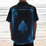 Blue Ace Card Print Textured Short Sleeve Shirt