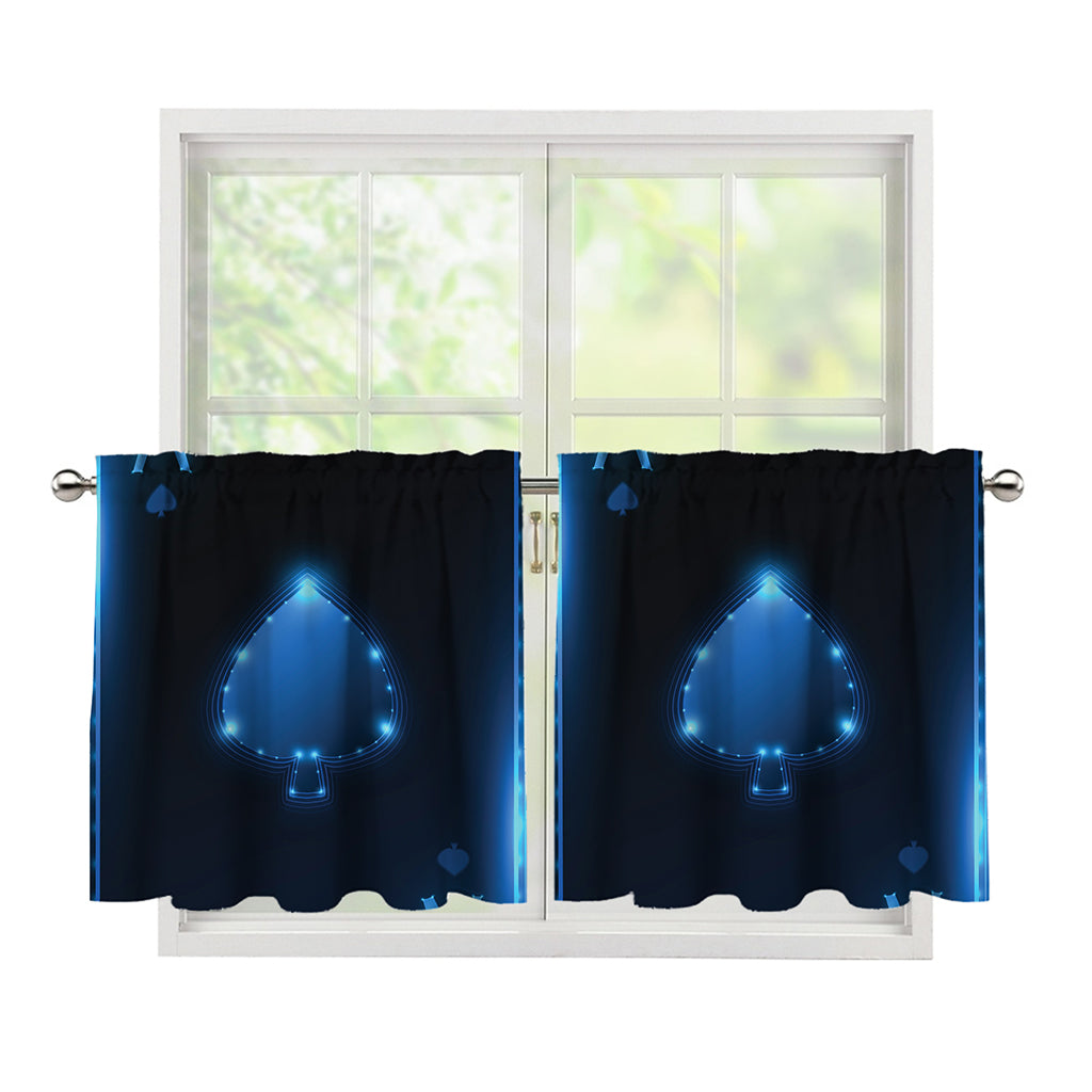 Blue Ace Card Print Tier Curtains
