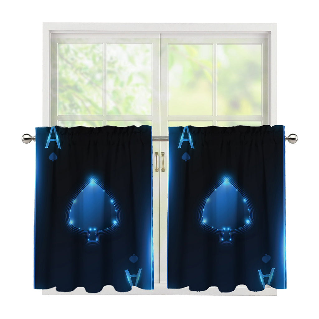 Blue Ace Card Print Tier Curtains
