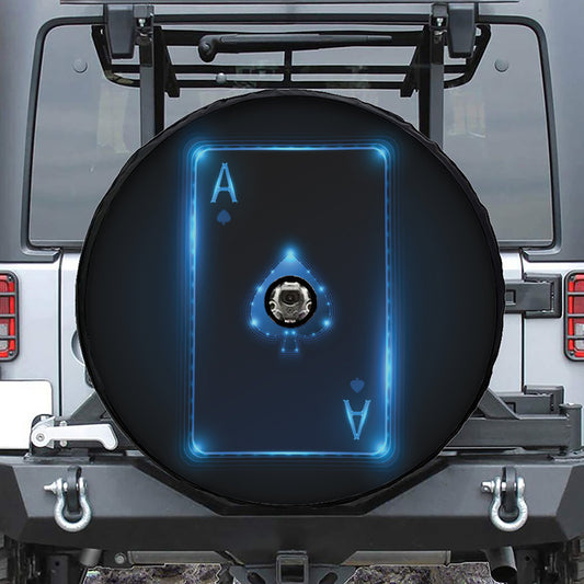 Blue Ace Card Print Tire Cover With Camera Hole
