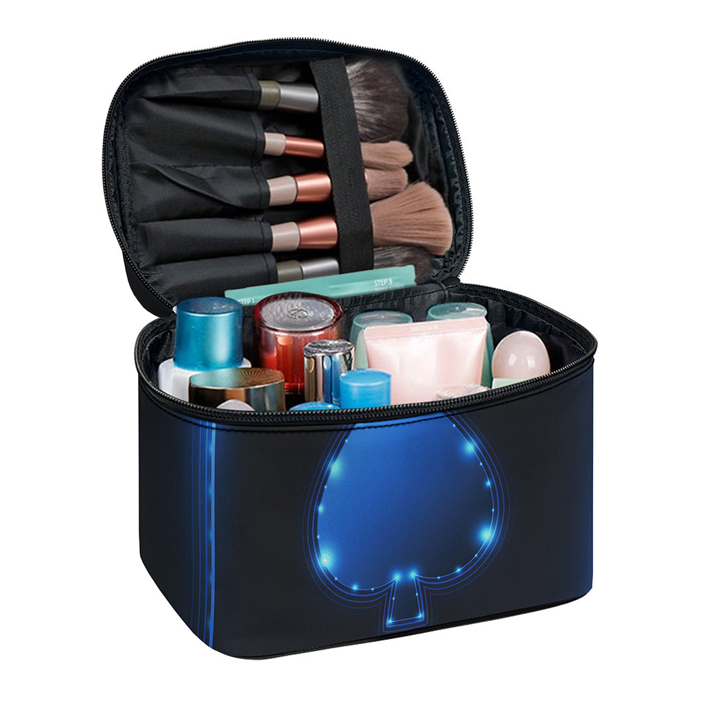 Blue Ace Card Print Travel Makeup Bag
