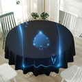 Blue Ace Card Print Waterproof Round Tablecloth