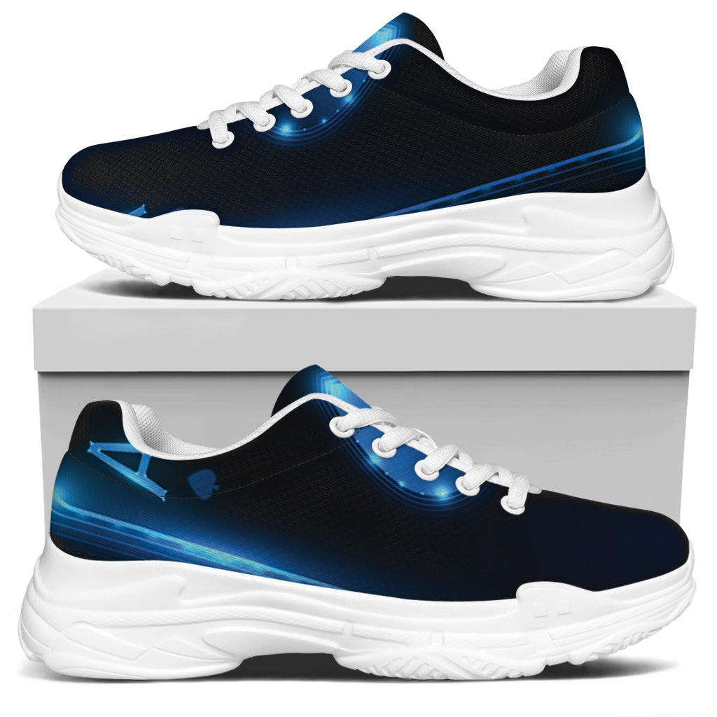 Blue Ace Card Print White Chunky Shoes