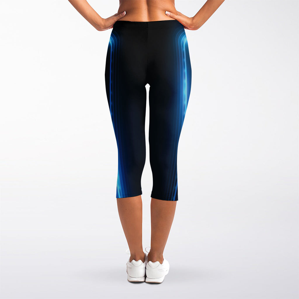 Blue Ace Card Print Women's Capri Leggings