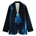 Blue Ace Card Print Women's Cotton Blazer