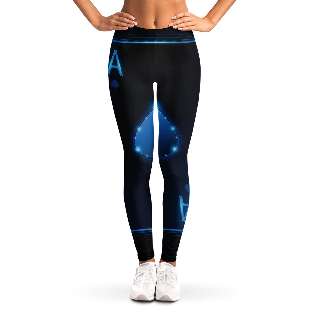 Blue Ace Card Print Women's Leggings