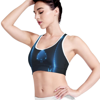 Blue Ace Card Print Women's Sports Bra
