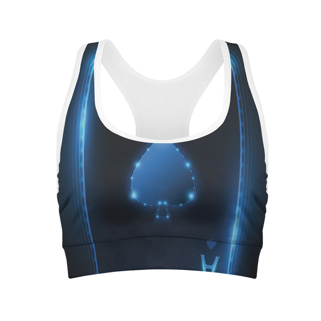 Blue Ace Card Print Women's Sports Bra