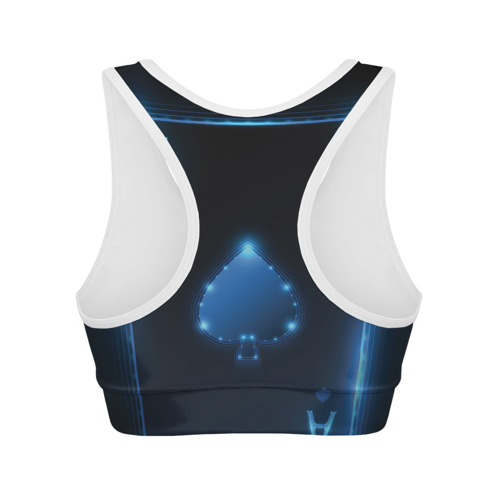 Blue Ace Card Print Women's Sports Bra