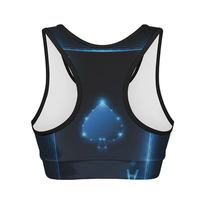Blue Ace Card Print Women's Sports Bra