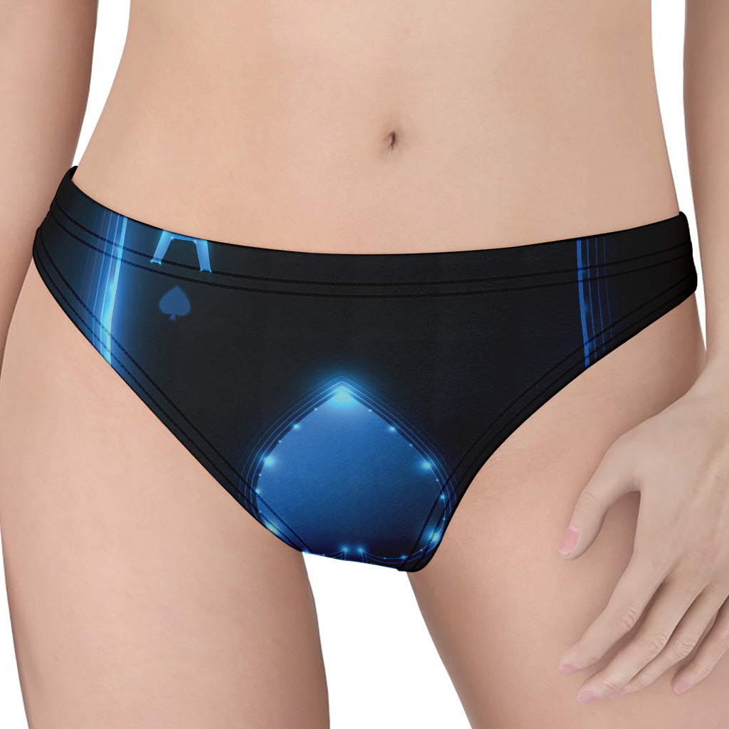 Blue Ace Card Print Women's Thong