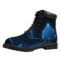 Blue Ace Card Print Padded Collar Lace Up Boots