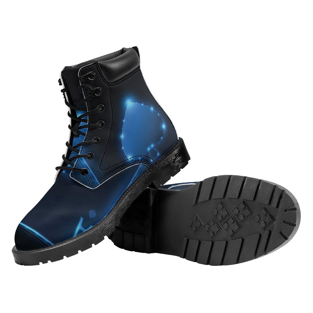 Blue Ace Card Print Work Boots