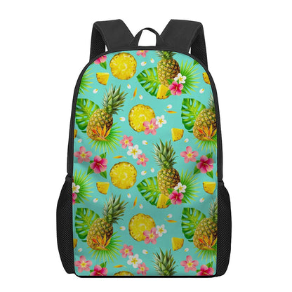 Blue Aloha Pineapple Pattern Print 17 Inch Backpack