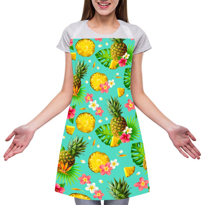 Blue Aloha Pineapple Pattern Print Adjustable Apron