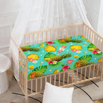 Blue Aloha Pineapple Pattern Print Baby Crib Sheet