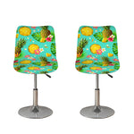 Blue Aloha Pineapple Pattern Print Bar Stool Covers