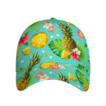 Blue Aloha Pineapple Pattern Print Baseball Cap