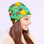 Blue Aloha Pineapple Pattern Print Beanie