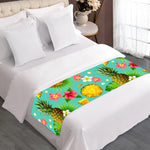 Blue Aloha Pineapple Pattern Print Bed Runner